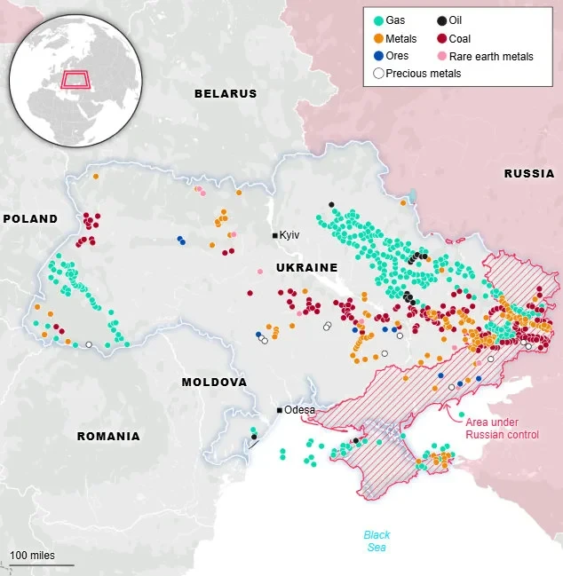Χάρτης με τα ορυκτά της Ουκρανίας και αυτά που είναι υπό Ρωσική κατοχή -Φωτογραφία: United Media 24