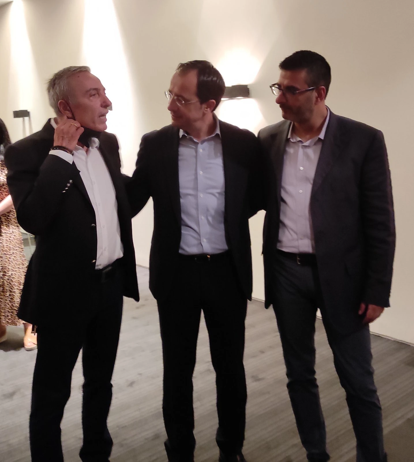 Στην προεκλογική εκδήλωση που έκανε στη Θεσσαλονίκη ο σημερινός πρόεδρος της Κύπρου Νίκος Χριστοδουλίδης. Μαζί με τον κουμπάρο του Χάρη Φωκά