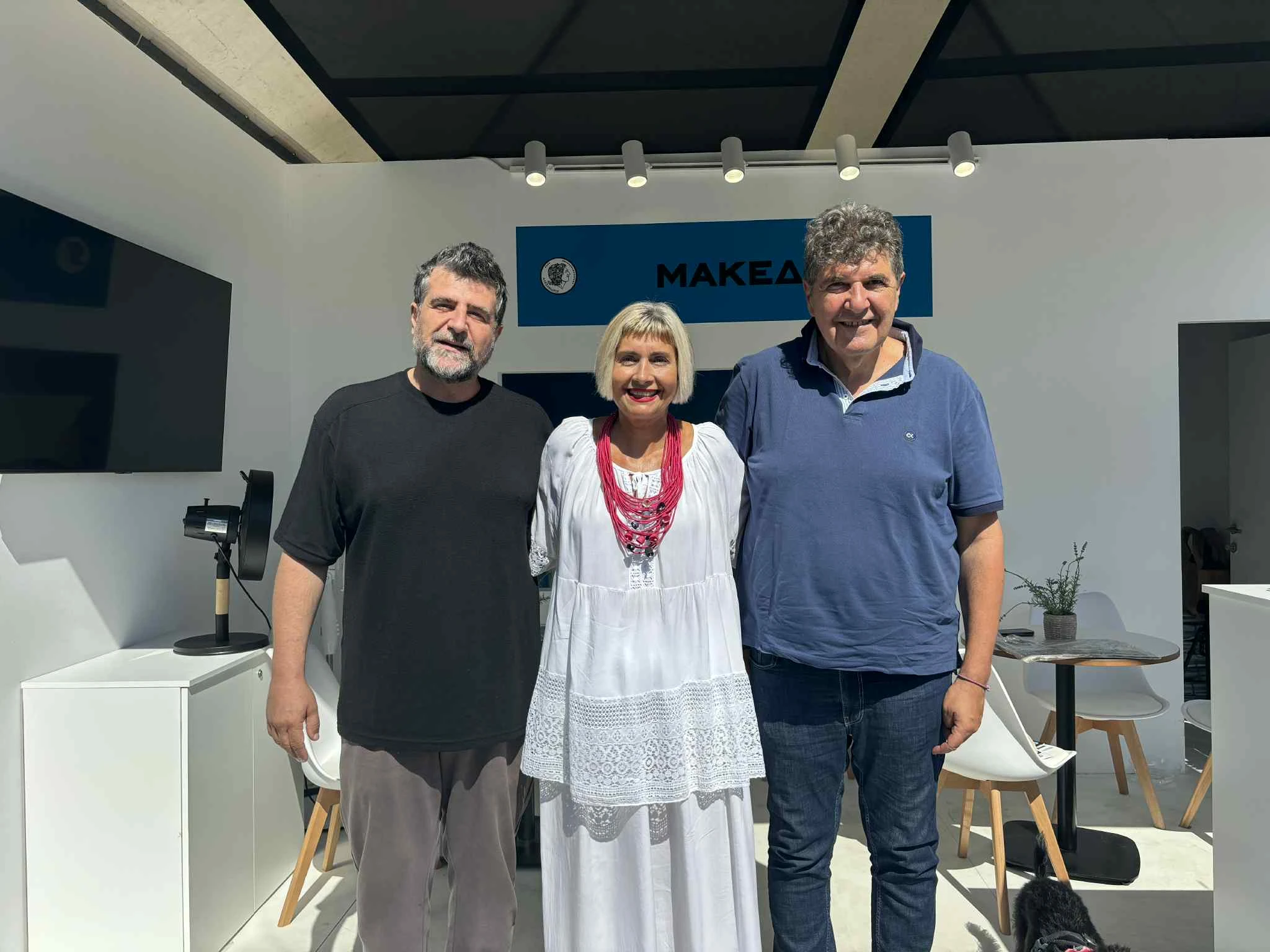 Από αριστερά ο Αστ. Πελτέκης, στο κέντρο η Κ. Τσολάκη και δεξιά ο Μ. Αλεξανδρίδης 