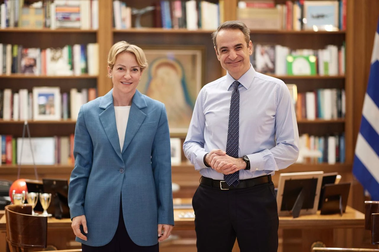 Στο Μέγαρο Μαξίμου με τον πρωθυπουργό Κυριάκο Μητσοτάκη