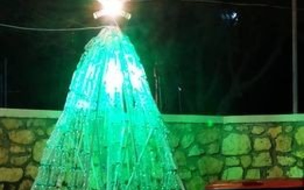 Σύρος: Χριστουγεννιάτικο δέντρο από ανακυκλωμένα πλαστικά μπουκάλια (βίντεο,φωτ.)