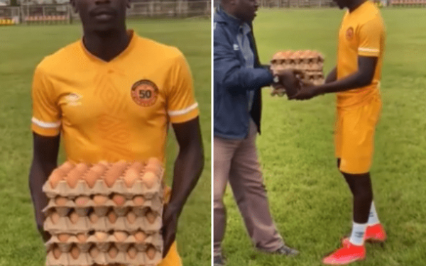 Ποδοσφαιριστής αναδείχθηκε MVP στη Ζάμπια και τον βράβευσαν με πέντε παλέτες αυγών (βίντεο)