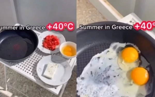 Καύσωνας: Έβγαλε το τηγάνι στο κέντρο της Αθήνας και έφτιαξε ομελέτα (βίντεο)