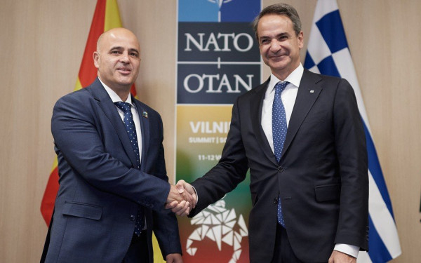 Συνάντηση Κυριάκου Μητσοτάκη - Ντιμίταρ Κοβάτσεφσκι στο Βίλνιους 