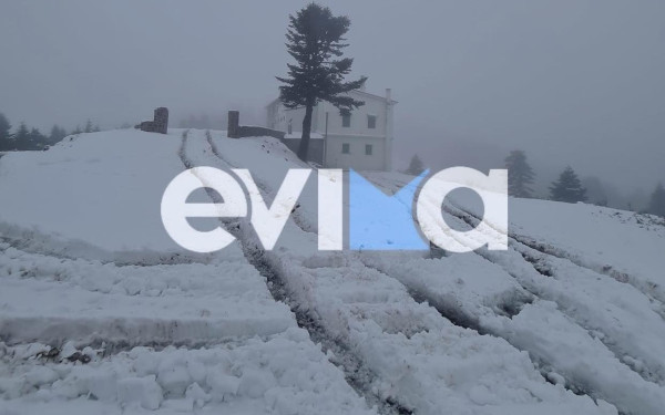 Στα λευκά ντύθηκε η Εύβοια (βίντεο)