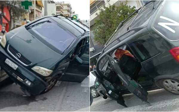 Αθήνα: Αυτοκίνητο «σκαρφάλωσε» σε άλλο όχημα - Δείτε βίντεο