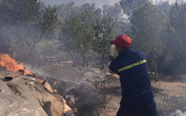 Οριοθετήθηκε η πυρκαγιά σε χαμηλή βλάστηση στον Βρανά Μαραθώνα Αττικής