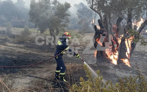 Ρέθυμνο: Χωρίς ενεργό μέτωπο η φωτιά - Σε επιφυλακή για αναζωπυρώσεις