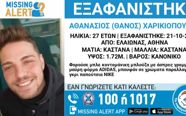 Ελαιώνας: Συνεχίζεται η αναζήτηση του 27χρονου που χάθηκε τον Οκτώβριο