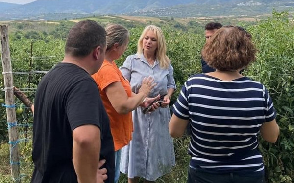 Επίσκεψη της υφυπουργού Ανάπτυξης, Άννας Μάνη, στις πληγείσες περιοχές της Πιερίας από τη χαλαζόπτωση