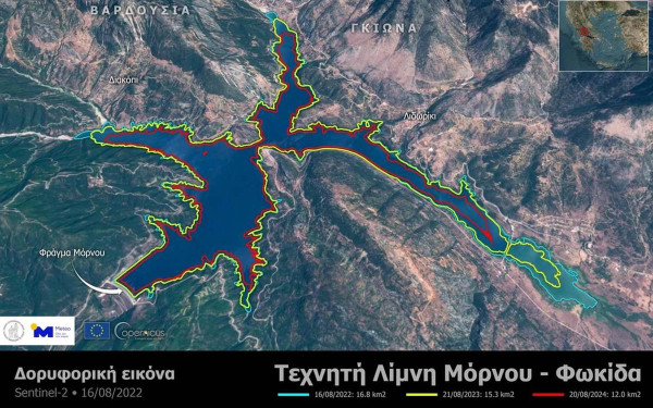 Ανησυχία για τη λίμνη του Μόρνου: Η έκτασή της είναι μια από τις μικρότερες από το 2010