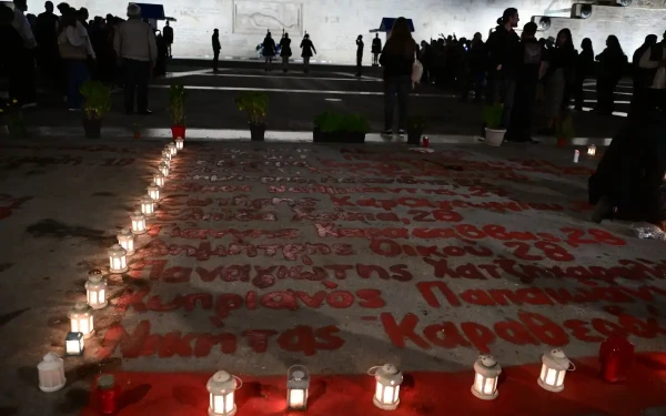 Νέα συγκέντρωση στο Σύνταγμα για τα Τέμπη: Κεράκια και λουλούδια στα γραμμένα ομόματα των θυμάτων