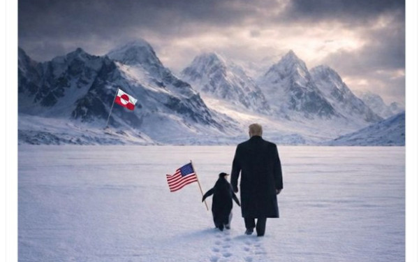 Τραμπ: Έβαλε πλώρη για Γροιλανδία με πιγκουίνο... που δεν υπάρχει