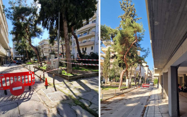 Καλαμαριά: Κλειστή η οδός Ξιφιλίνων για λόγους ασφαλείας - Φόβοι λόγω των ισχυρών ανέμων