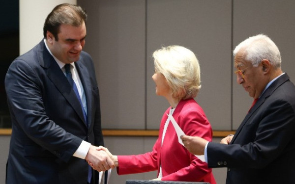 Συνάντηση Κυρ. Πιερρακάκη με Ούρσουλα φον ντερ Λάιεν, Αντόνιο Κόστα και Κριστίν Λαγκάρντ