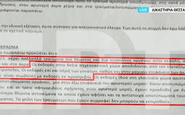 Δολοφονία στην Καλαμαριά: Τι αναφέρει η ιατροδικαστική έκθεση για τον 23χρονο κατηγορούμενο