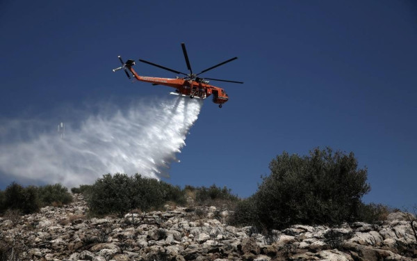 Φωτιά στην Κάρυστο: Επιχειρούν έξι εναέρια μέσα - Έως και 7 μποφόρ στην περιοχή