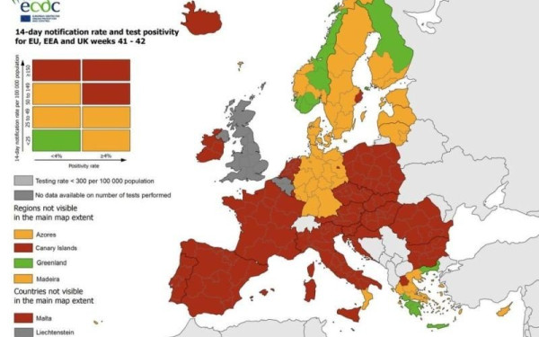 Κορονοϊός - Χάρτης ECDC: Ποιες περιοχές της Ελλάδας είναι "πράσινες"