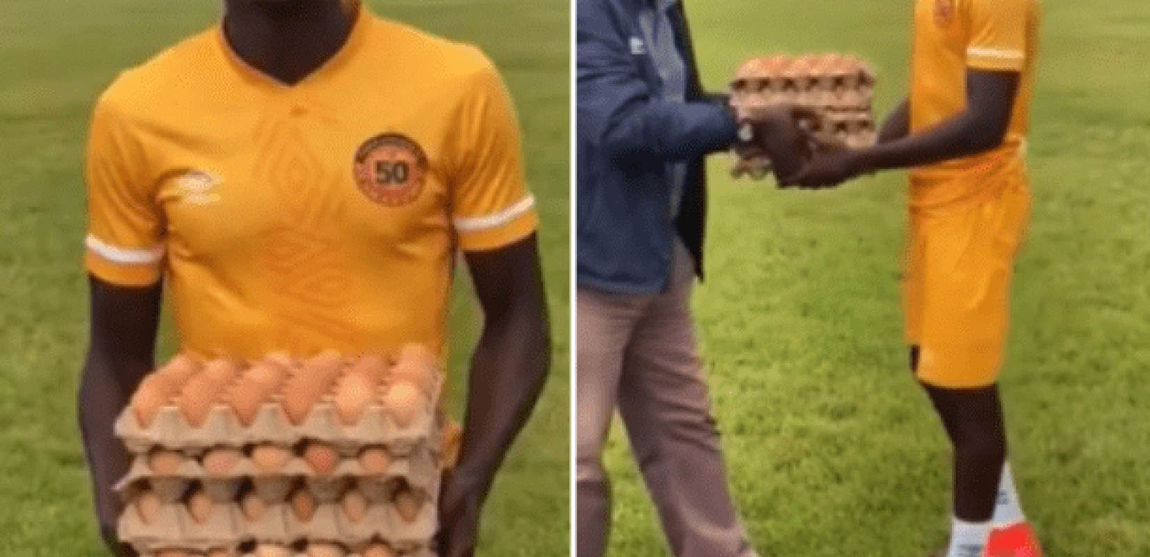 Ποδοσφαιριστής αναδείχθηκε MVP στη Ζάμπια και τον βράβευσαν με πέντε παλέτες αυγών (βίντεο)