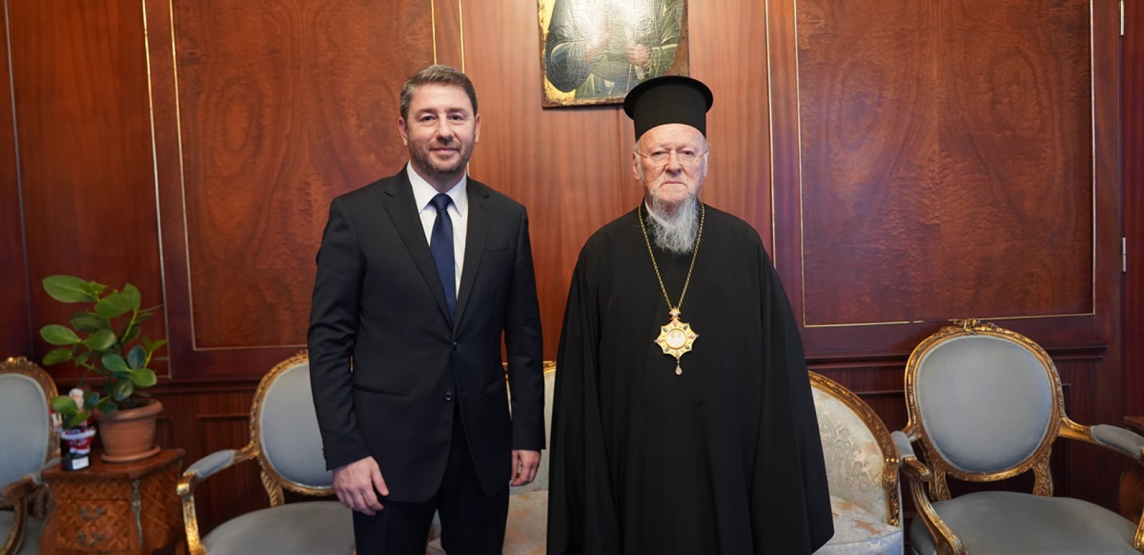 Συνάντηση Ανδρουλάκη με τον Οικουμενικό Πατριάρχη