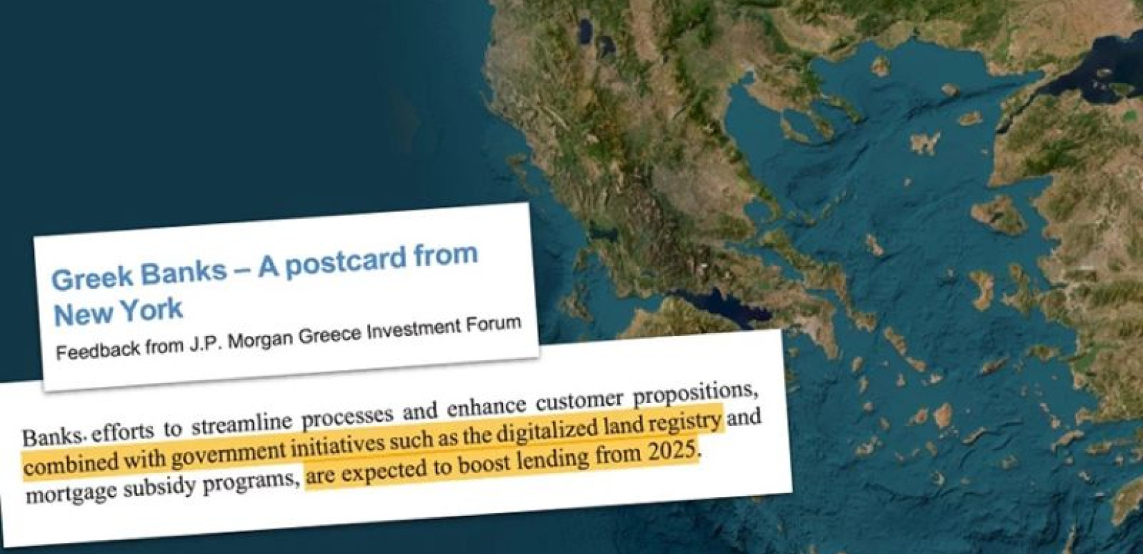 JP Morgan: Η ψηφιοποίηση του Κτηματολογίου θα δώσει ώθηση στην οικονομία