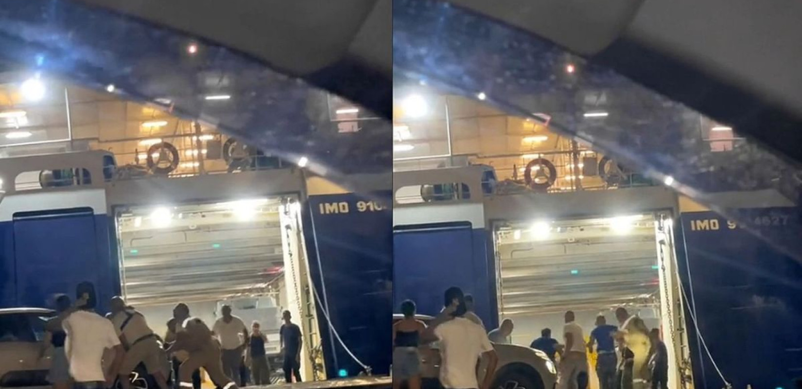 Απίστευτο σκηνικό στην Άνδρο: Αυτοκίνητο αιωρείται σε καταπέλτη και οι επιβάτες του τρέχουν να επιβιβαστούν σε πλοίο που φεύγει (βίντεο)