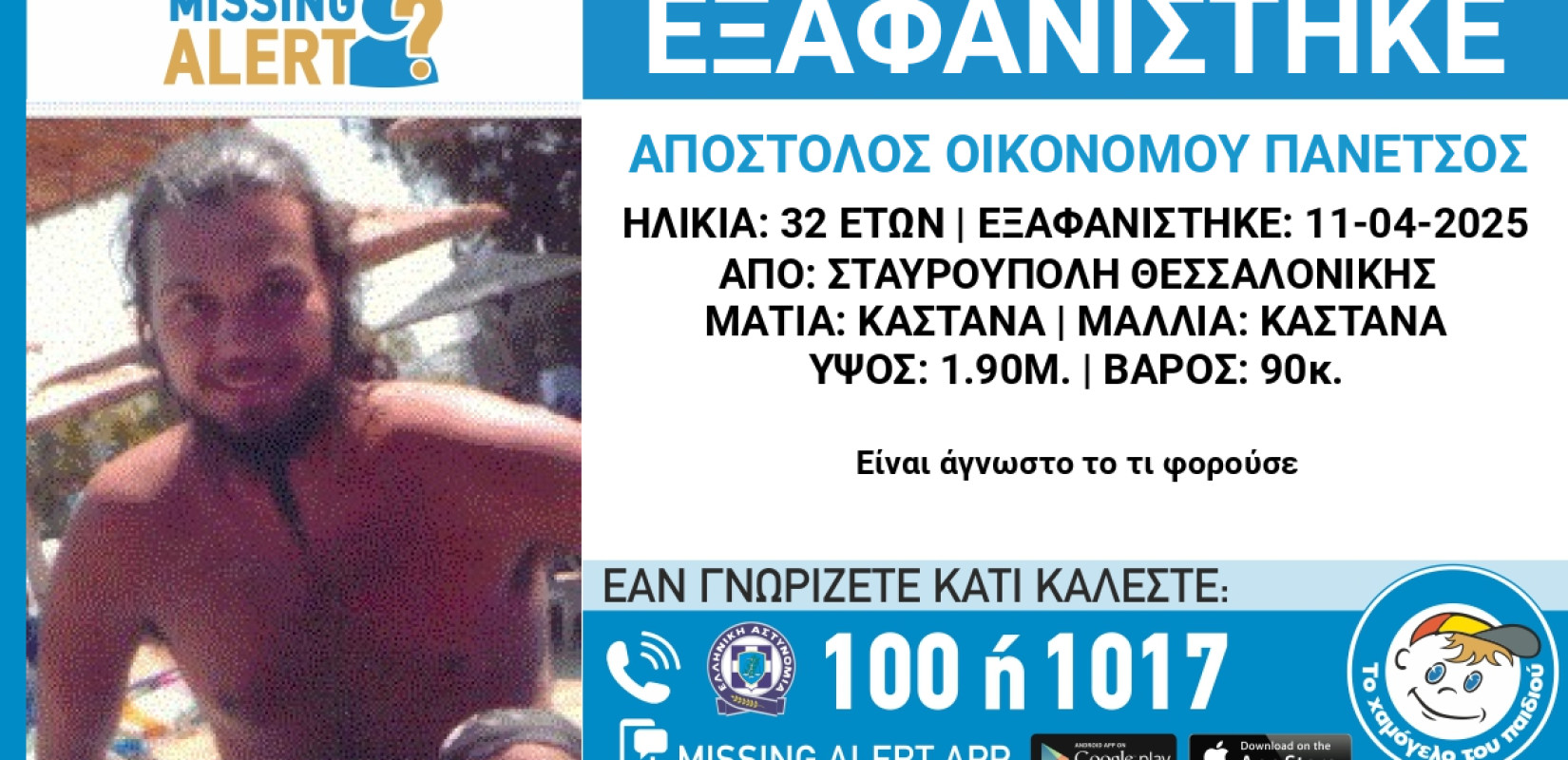 Θεσσαλονική: Συναγερμός στις Αρχές για την εξαφάνιση 32χρονου από τη Σταυρούπολη