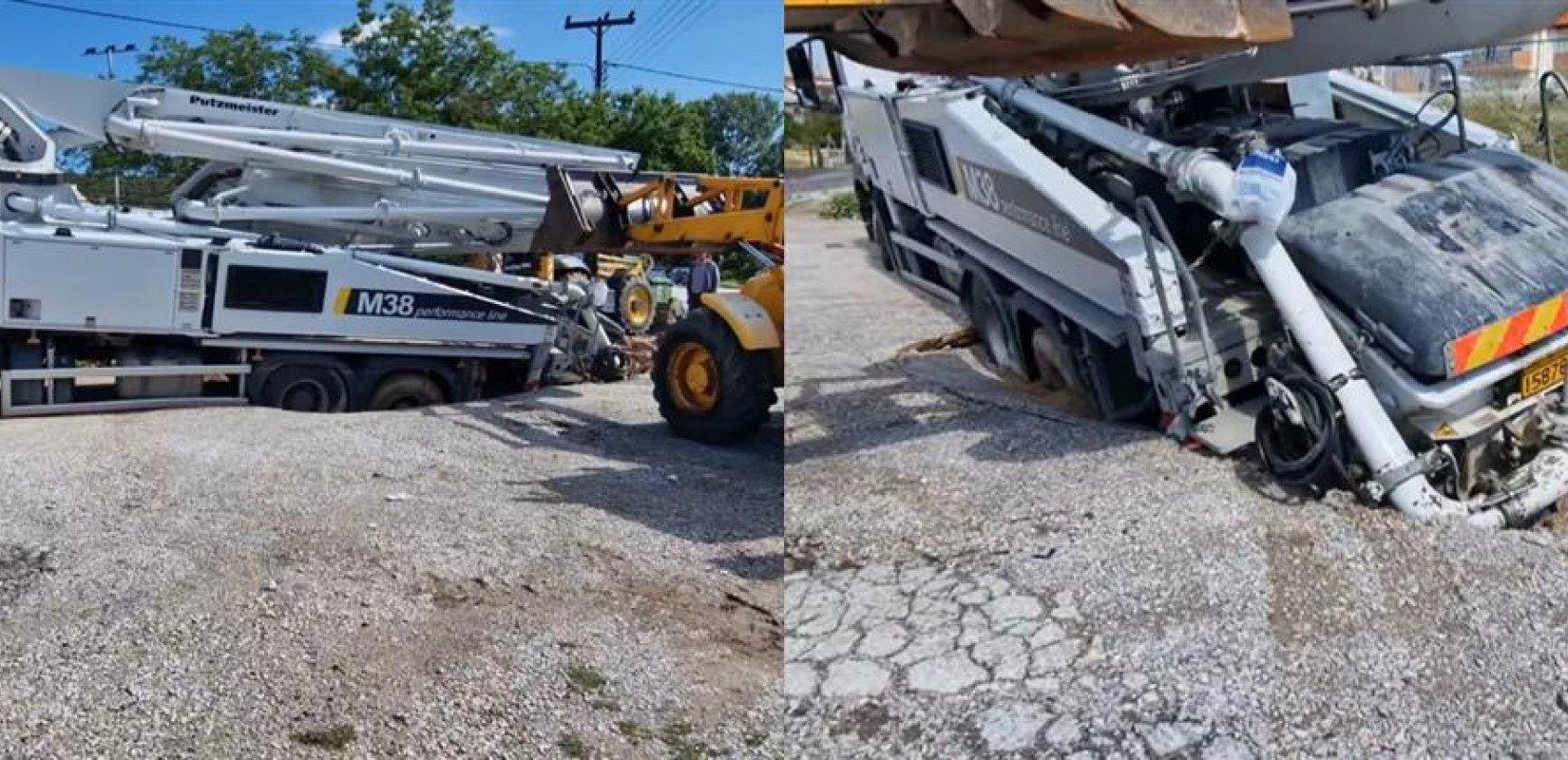 Ωραιόκαστρο: Υποχώρησε η άσφαλτος και «κατάπιε» φορτηγό - Δείτε βίντεο