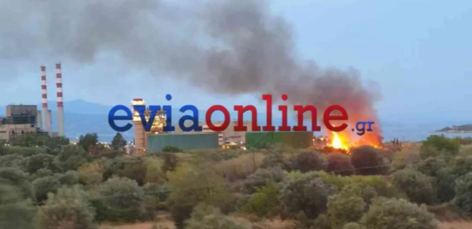Εύβοια: Φωτιά κοντά στο εργοστάσιο φυσικού αερίου της ΔΕΗ στο Αλιβέρι