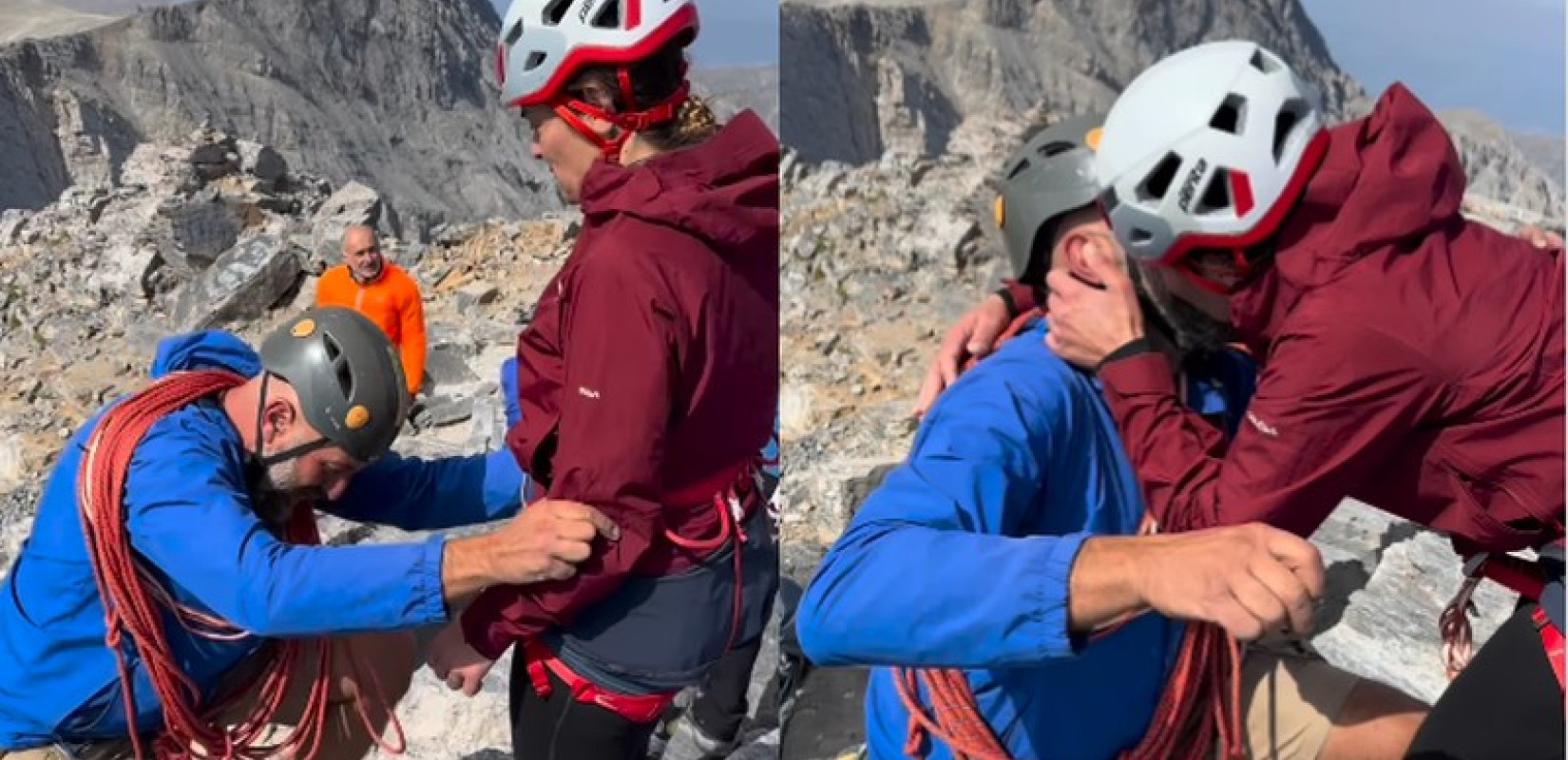 Ένας έρωτας που σκαρφάλωσε στα σύννεφα: Πρόταση γάμου στην κορυφή του Ολύμπου (βίντεο)