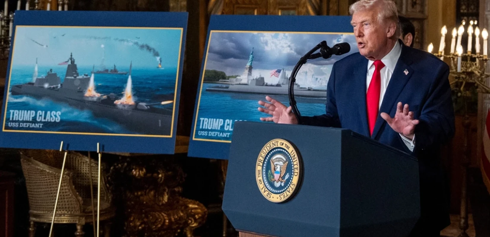 Ο πρόεδρος των ΗΠΑ Τραμπ αναγγέλλει τη ναυπήγηση νέας κλάσης πολεμικών πλοίων, που θα φέρει το όνομά του - Δείτε βίντεο
