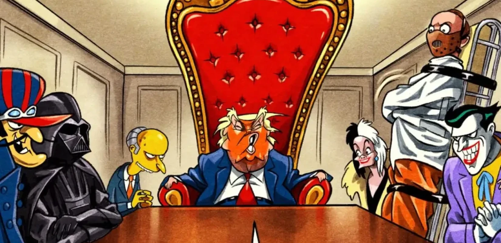 O Guardian «τρολάρει» το «Συμβούλιο Ειρήνης» του Τραμπ: Νταρθ Βέιντερ, Κρουέλα Ντεβίλ κι άλλοι κακοί στο πλευρό του