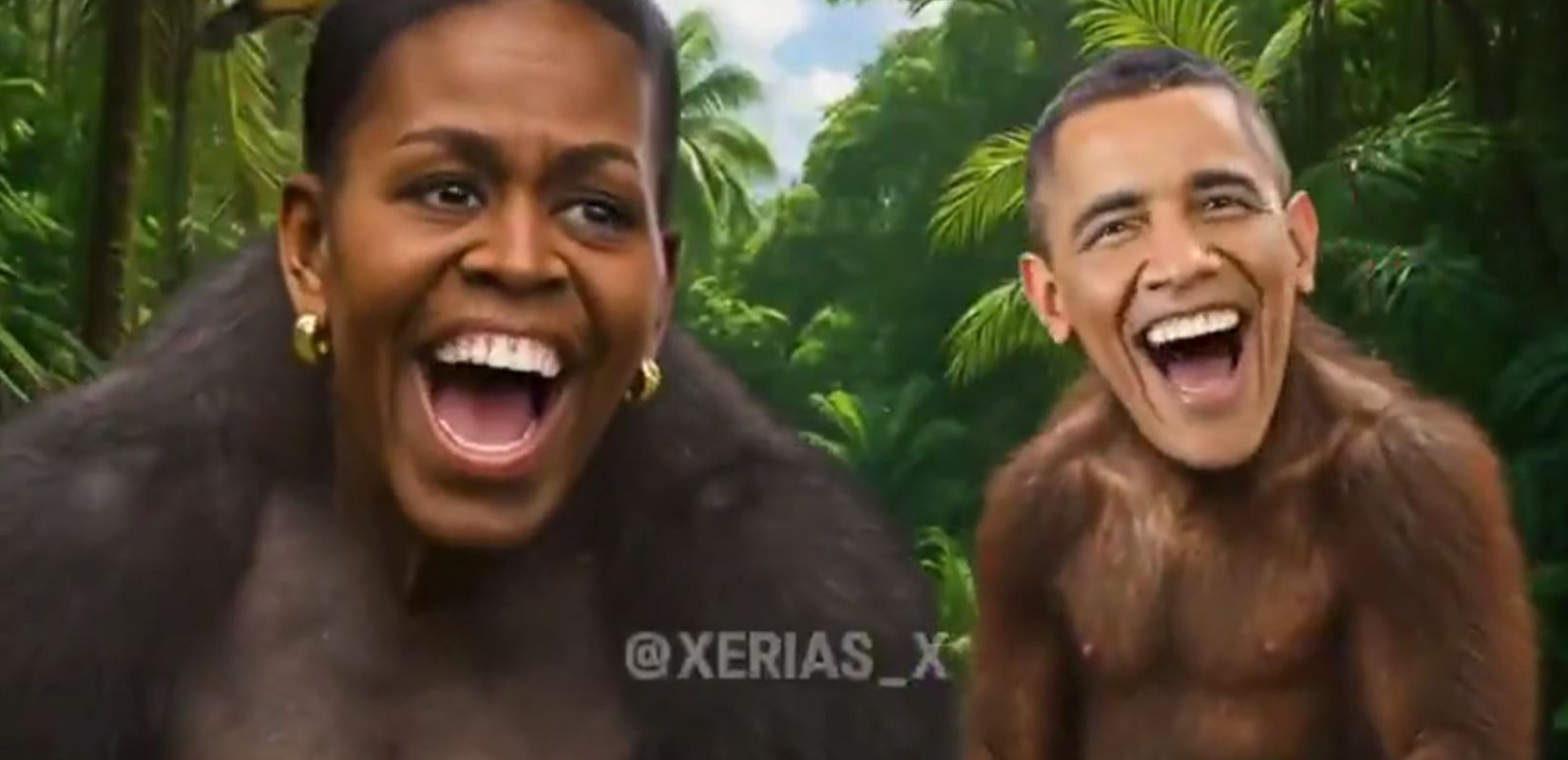 Ξέφυγε ο Τραμπ: Ανέβασε βίντεο που δείχνει το ζεύγος Ομπάμα με σώματα πιθήκων (βίντεο)