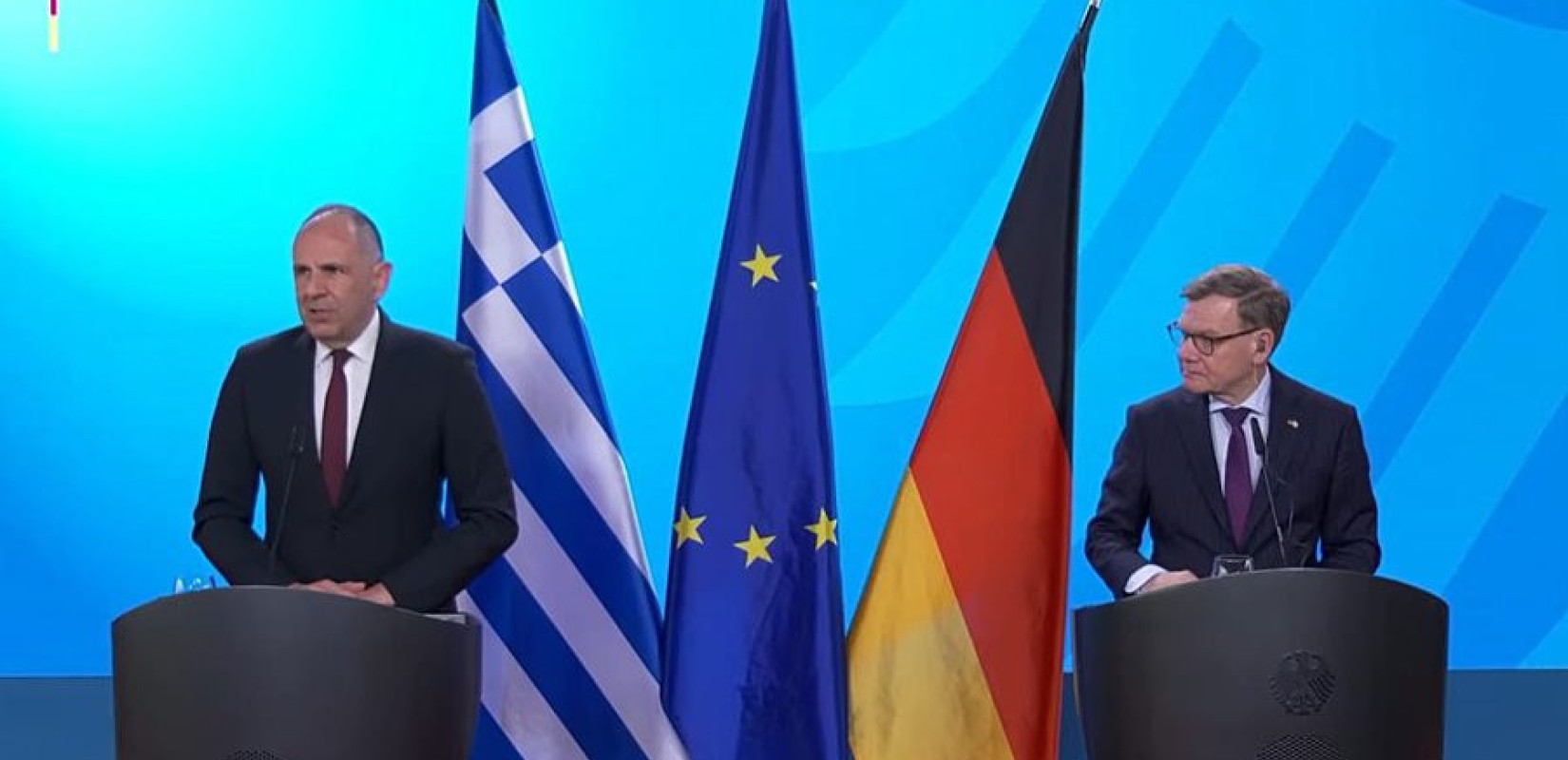 Γ. Γεραπετρίτης από Βερολίνο: «Μόνη βιώσιμη λύση η ίδρυση του Παλαιστινιακού κράτους, που θα εγγυάται την ασφάλεια του Ισραήλ»