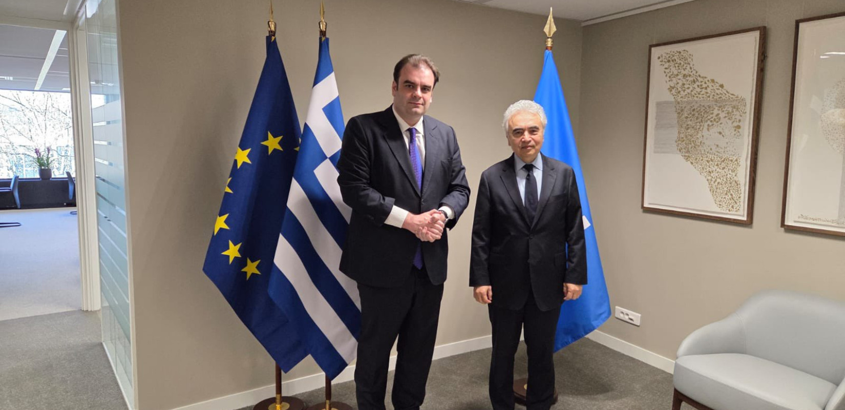 Συνάντηση Πιερρακάκη με τον διευθυντή του Διεθνούς Οργανισμού Ενέργειας, Birol στο Παρίσι