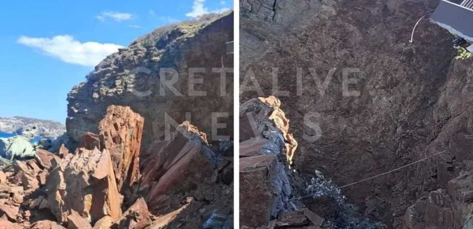 Κρήτη: Αποκολλήθηκαν ένα κομμάτι από βουνό και ένα μπαλκόνι στην Αγία Πελαγία