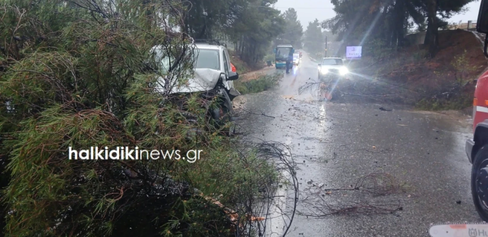Στο έλεος της κακοκαιρίας «Erminio» η Χαλκιδική: Τροχαία, κατολισθήσεις και διακοπή κυκλοφορίας