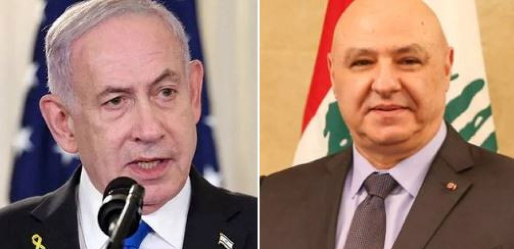 Ο Ισραηλινός πρωθυπουργός Μπενιαμίν Νετανιάχου και ο πρόεδρος του Λιβάνου Ζοζέφ Αούν