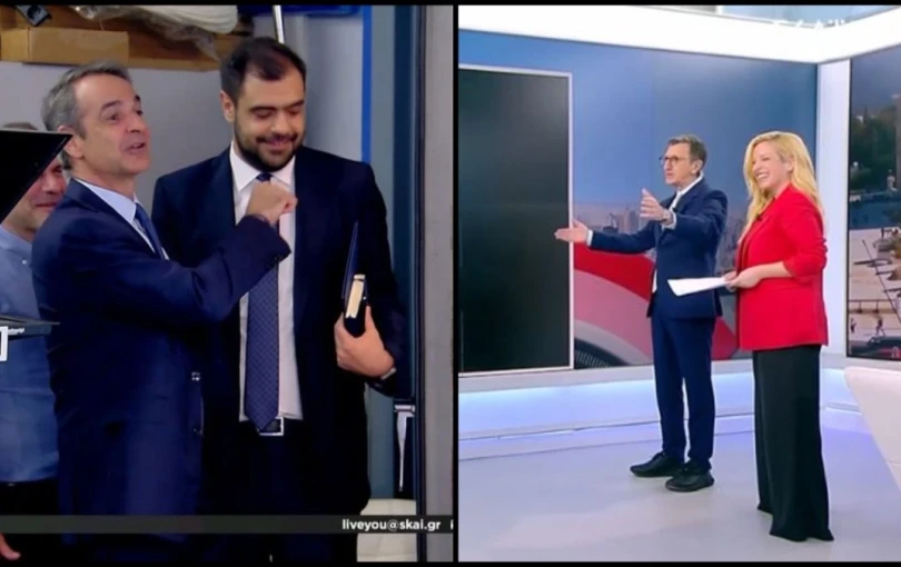 Επίσκεψη... έκπληξη Μητσοτάκη στο πλατό του Πορτοσάλτε - Δείτε βίντεο