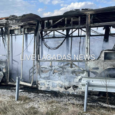 Στις φλόγες λεωφορείο του ΚΤΕΛ στην Ε.Ο. Θεσσαλονίκης – Σερρών: Καταστράφηκε ολοσχερώς (βίντεο)
